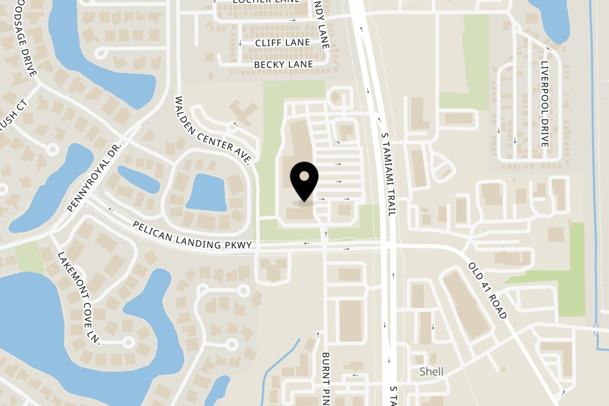 Map showing the location of Muji Thai Sushi 2 on 24600 S Tamiami Trl #106 in Bonita Springs
